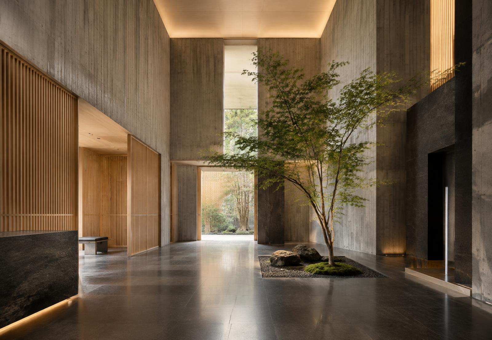 Understated residential arrival lobby